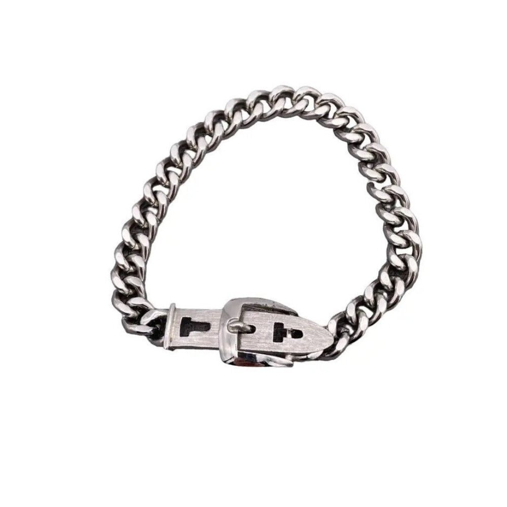 Avon Fierce Curb Link Chain Bracelet Silver Tone Buckle Clasp
